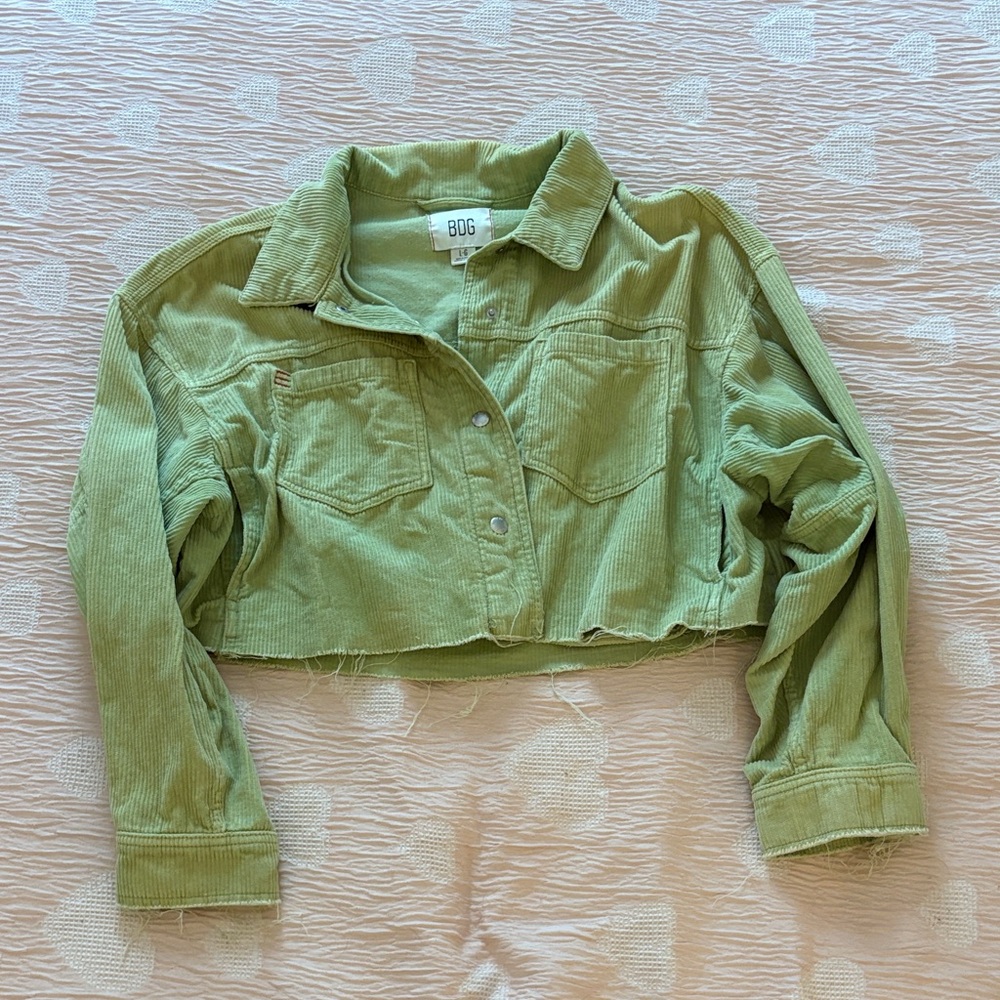 BDG Green Corduroy Cropped Jacket
